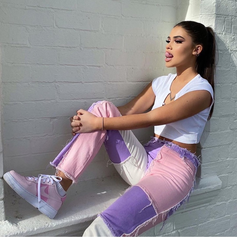 Jaded London Boyfriend Fit Pink Purple Jeans Women 26